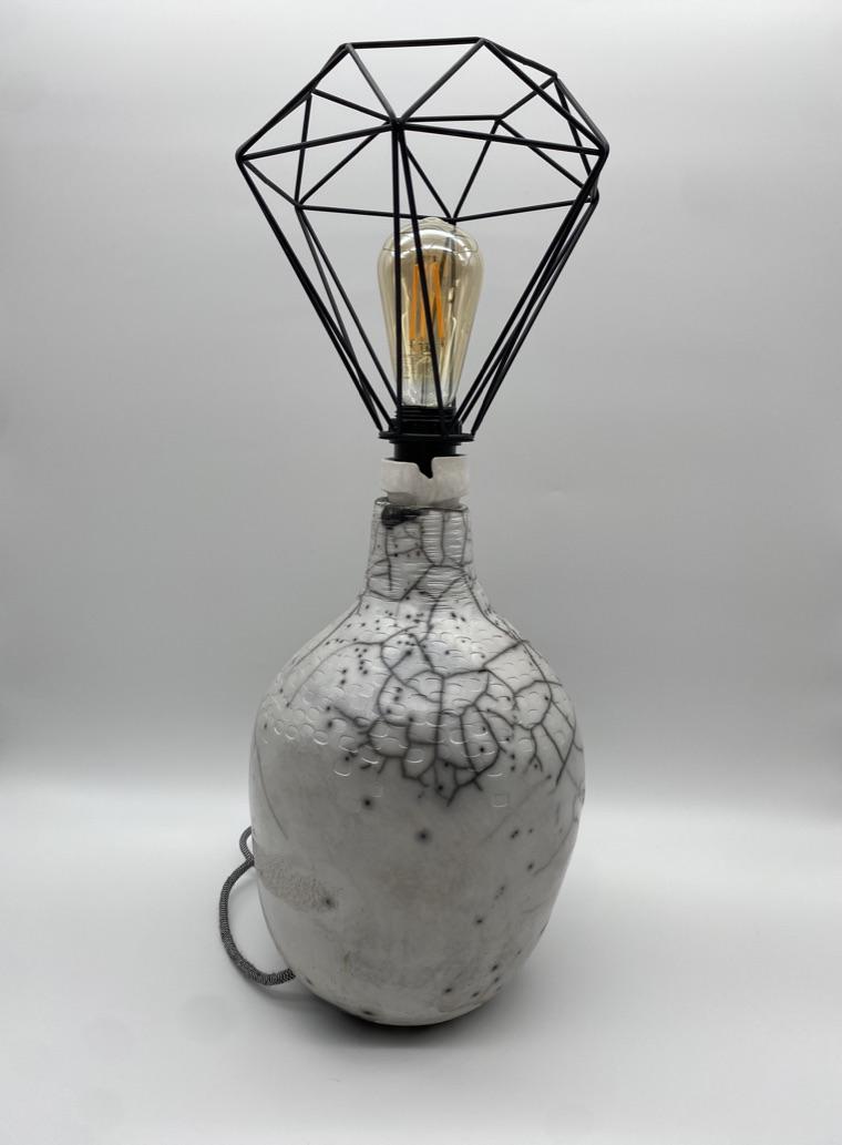 Lampe-Sculpture VII Raku Nu–Géométrie sacrée et craquelures – Image 2